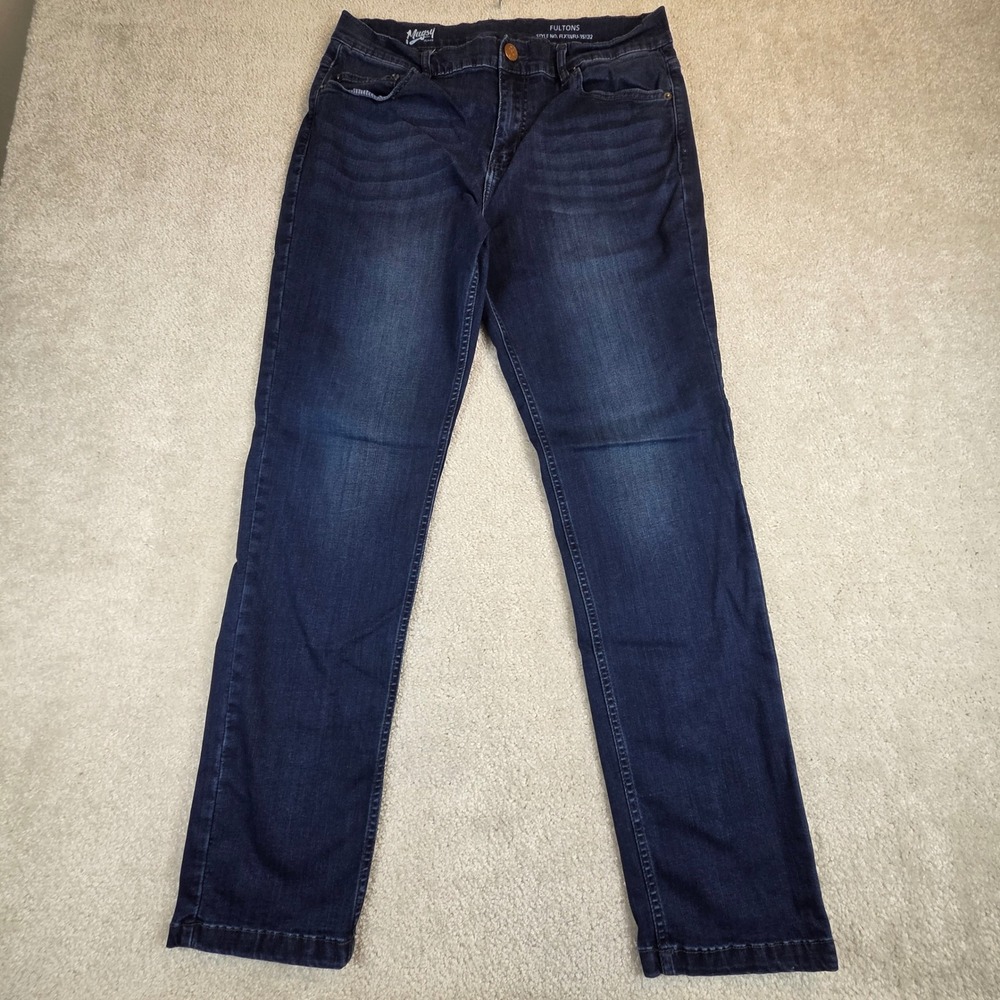 Mugsy Jeans Fultons Dark Indigo Stretch Straight Leg Jeans 34x30